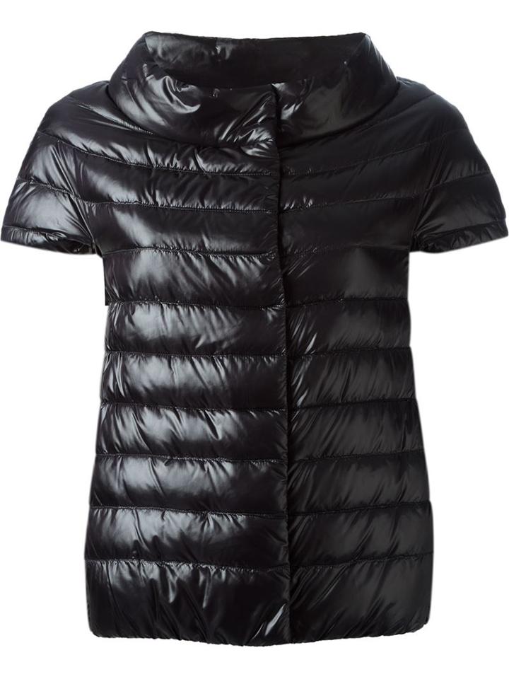 Herno Glossy Short Sleeves Quilted Jacket, Women's, Size: 42, Black, Polyamide