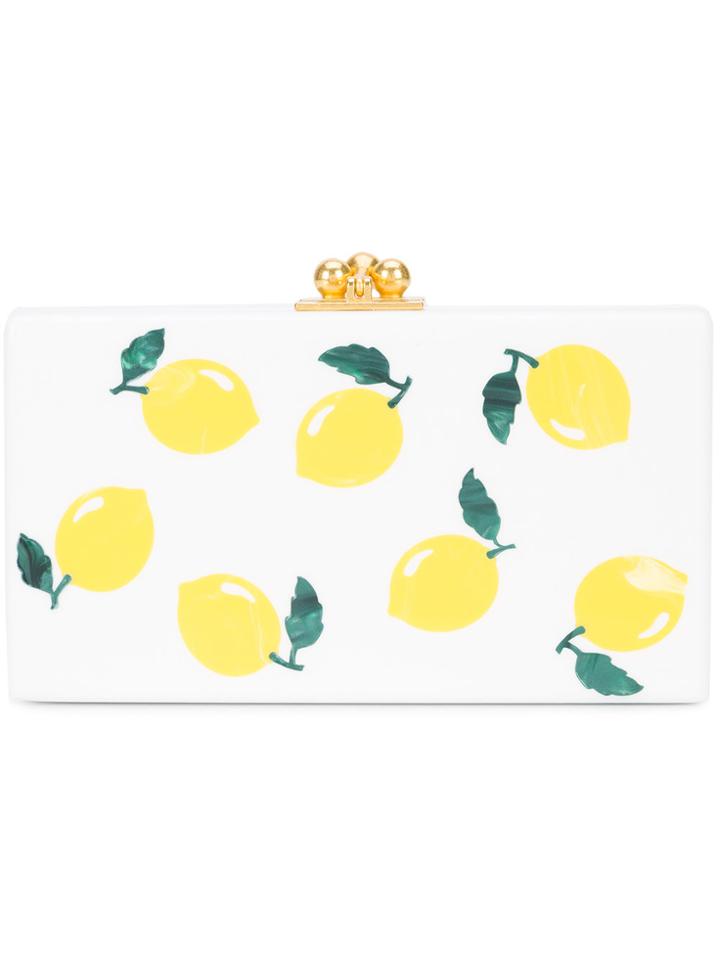 Edie Parker Lemon Print Box Clutch - White