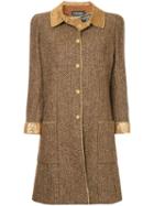 Chanel Pre-owned Straight Midi Tweed Coat - Brown