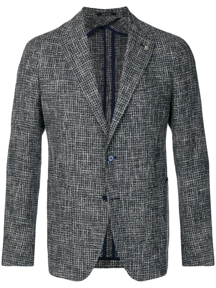 Tagliatore Checked Buttoned Blazer - Blue