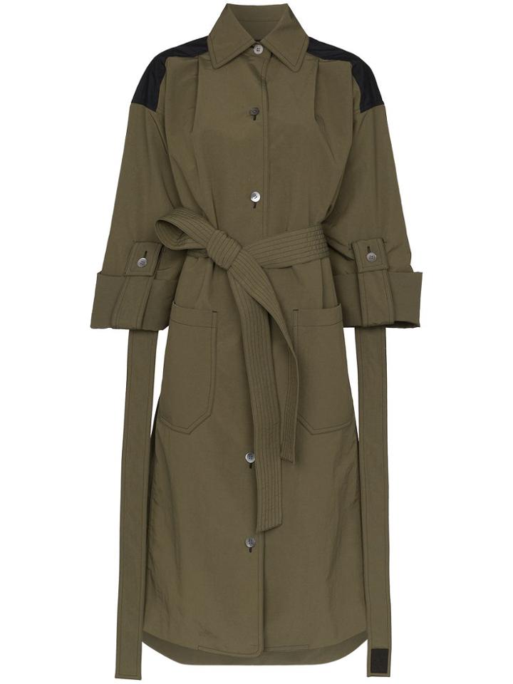 Loewe Tie-waist Maxi Coat - Green