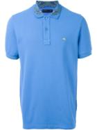 Etro Paisley Collar Polo Shirt, Men's, Size: Xl, Blue, Cotton