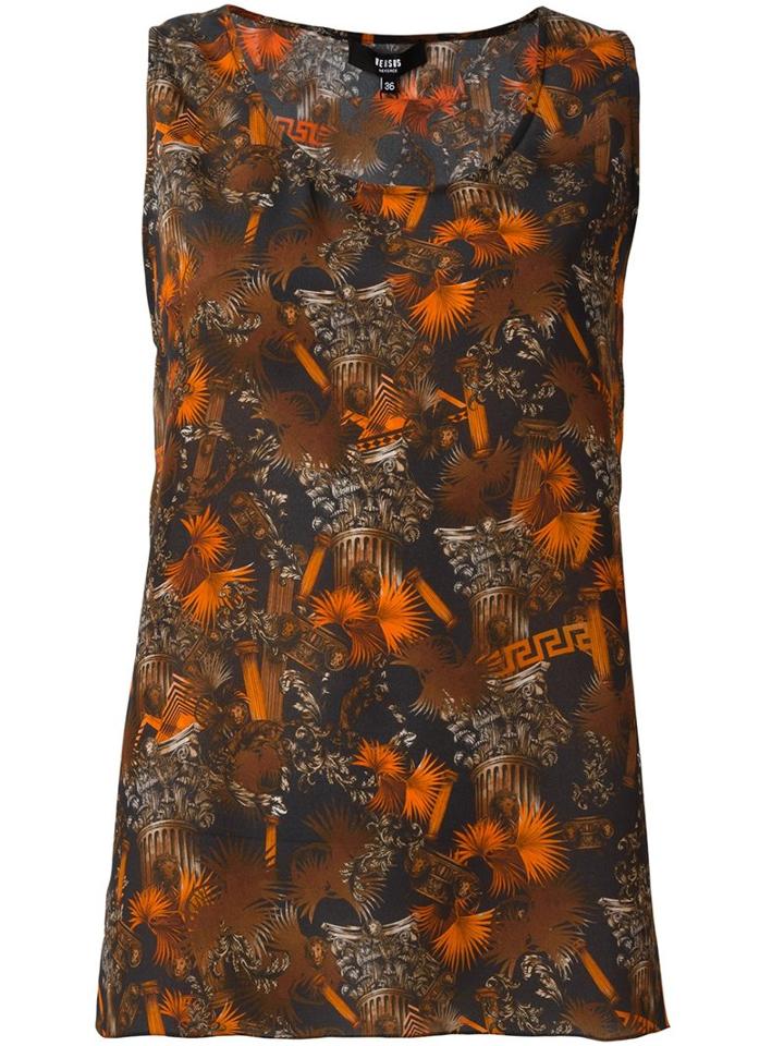 Versus Colosseum Print Tank Top, Women's, Size: 38, Black, Silk