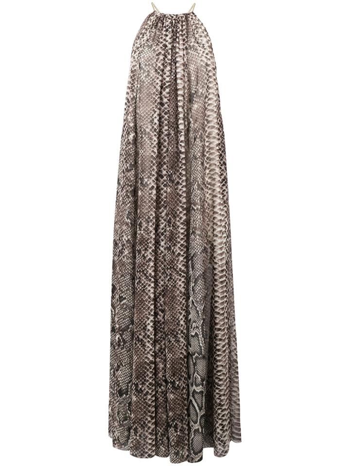 Elie Saab Snakeskin Print Maxi Dress - Nude & Neutrals