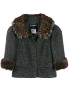 Chanel Pre-owned 2000's Herringbone Cropped Jacket - Grey