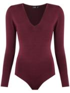 Gig - V Neck Knit Body - Women - Viscose - M, Red, Viscose