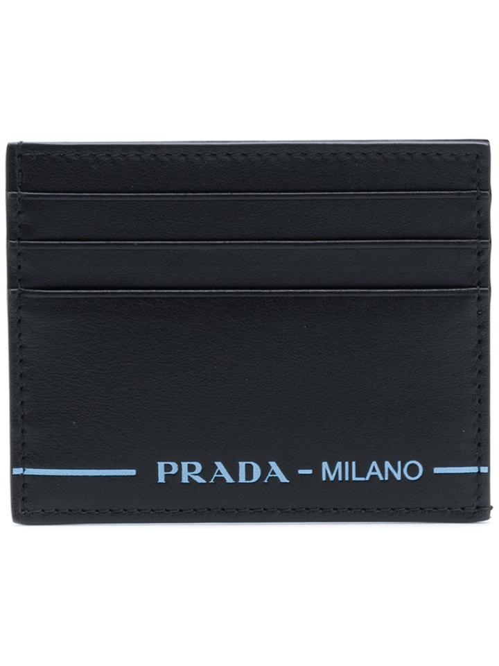 Prada Logo Printed Cardholder - Black