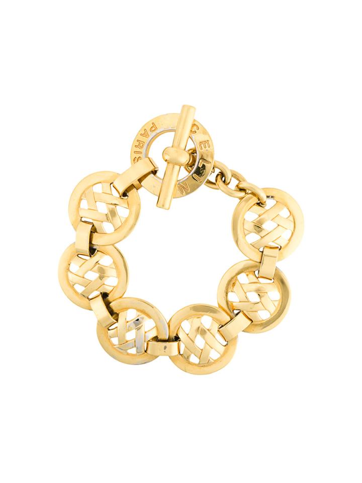 Céline Vintage Cross Hatch Chain Bracelet - Yellow & Orange