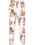 Loveless Floral Print Cropped Trousers - White