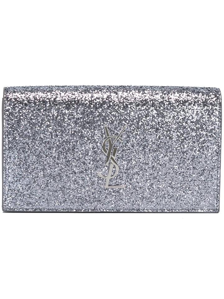Saint Laurent 'monogram' Clutch, Women's, Grey, Pvc