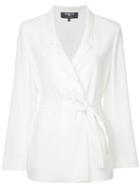 Paule Ka - Belted Woven Suit Jacket - Women - Polyester/triacetate - 42, Women's, White, Polyester/triacetate