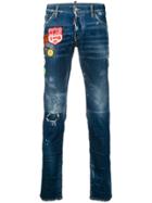 Dsquared2 Distressed Patch Jeans - Blue