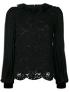 Philosophy Di Lorenzo Serafini - Lace Detail Shirt - Women - Cotton/polyamide/cupro - 40, Black, Cotton/polyamide/cupro