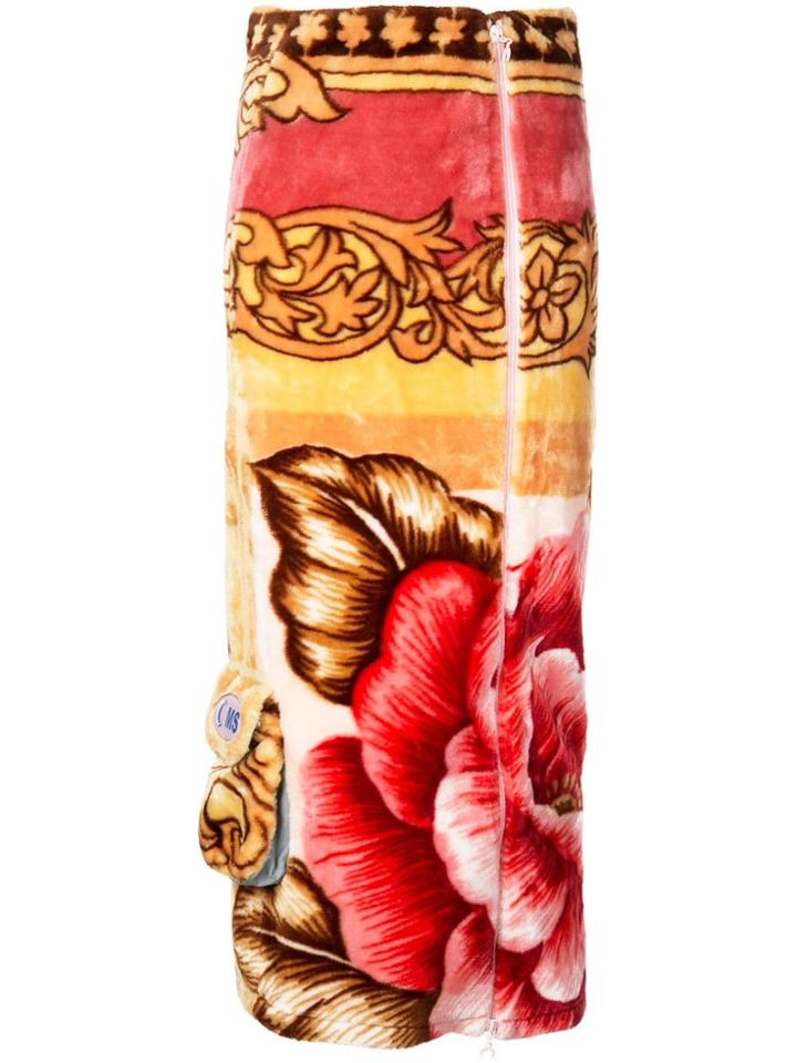 Marine Serre Flower Baroque Print Skirt - Orange