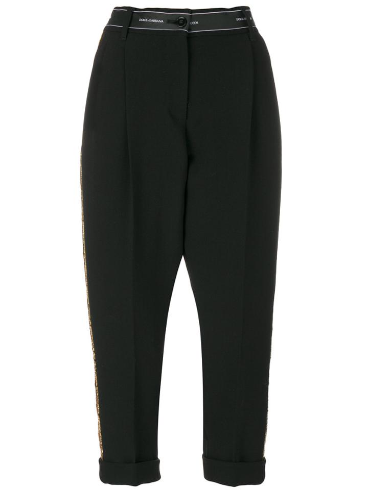 Dolce & Gabbana Sequinned Cropped Trousers - Black