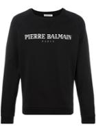 Pierre Balmain Logo Print Sweatshirt, Men's, Size: 50, Black, Cotton
