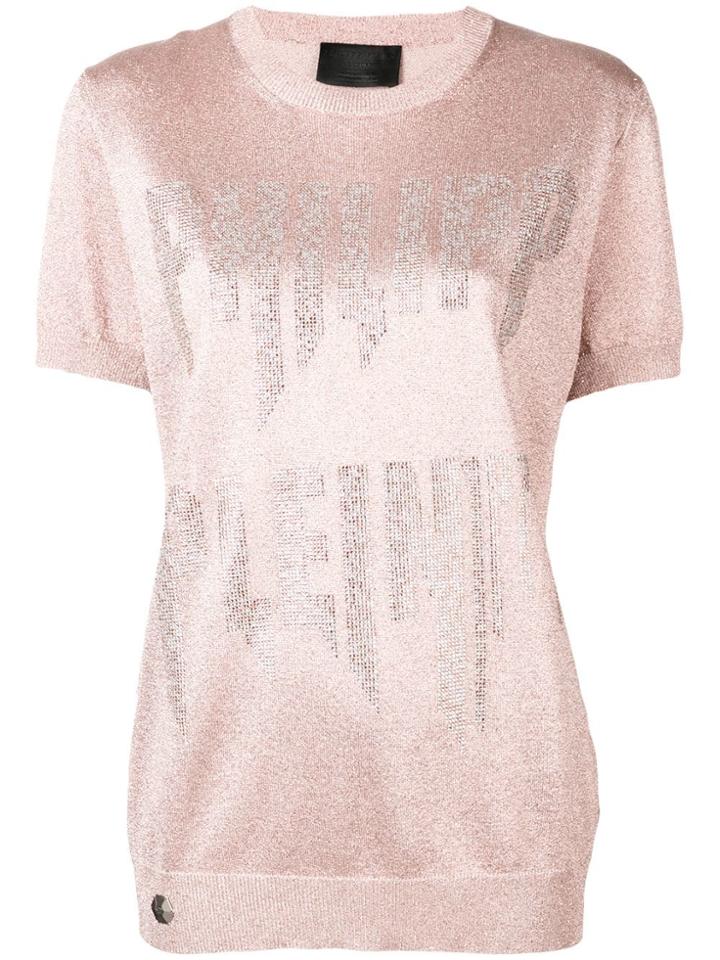 Philipp Plein Crystal Logo Knitted Top - Pink