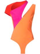 Mugler Colour Block Playsuit, Women's, Size: 36, Yellow/orange, Acetate/viscose/polyamide/spandex/elastane