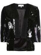 Galvan Sequin Embellished Cropped Blazer - Black