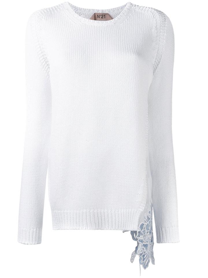 No21 Macrame Insert Jumper, Women's, Size: 36, White, Cotton/polyester