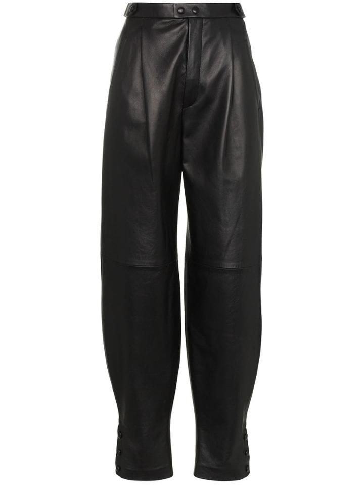Givenchy High Waisted Front Pocket Leather Trousers - Black