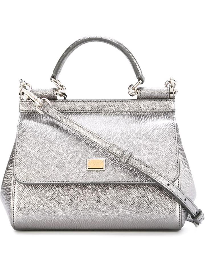 Dolce & Gabbana Mini Sicily Tote, Women's, Grey, Calf Leather