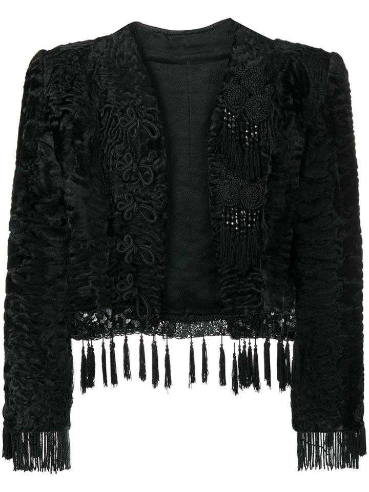 A.n.g.e.l.o. Vintage Cult Embellished Fur Bolero Jacket - Black