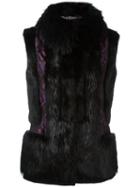 Etro High Neck Sleeveless Jacket, Women's, Size: 42, Black, Polyester/acetate/viscose/beaver Fur