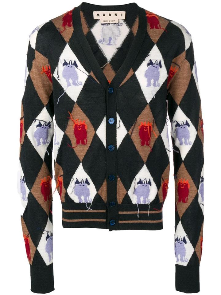 Marni Diamond Knit Cardigan - Blue