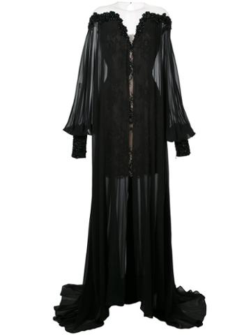 Mikael D. Mousselin Long Cape Dress, Women's, Size: 42, Black, Silk