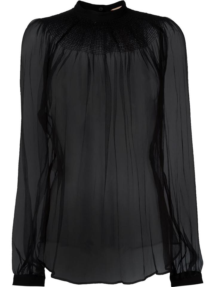 No21 Sheer Blouse, Women's, Size: 42, Black, Silk