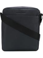 Emporio Armani Adjustable Strap Square Shoulder Bag, Men's, Blue, Calf Leather/polyester