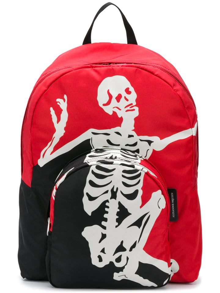 Alexander Mcqueen Skeleton Printed Backpack - Black