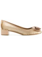 Salvatore Ferragamo Fringe Bow Pumps - Metallic