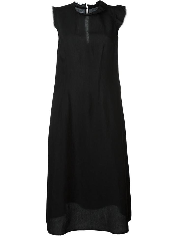 Mm6 Maison Margiela Black Asymmetric Raw Cut Dress