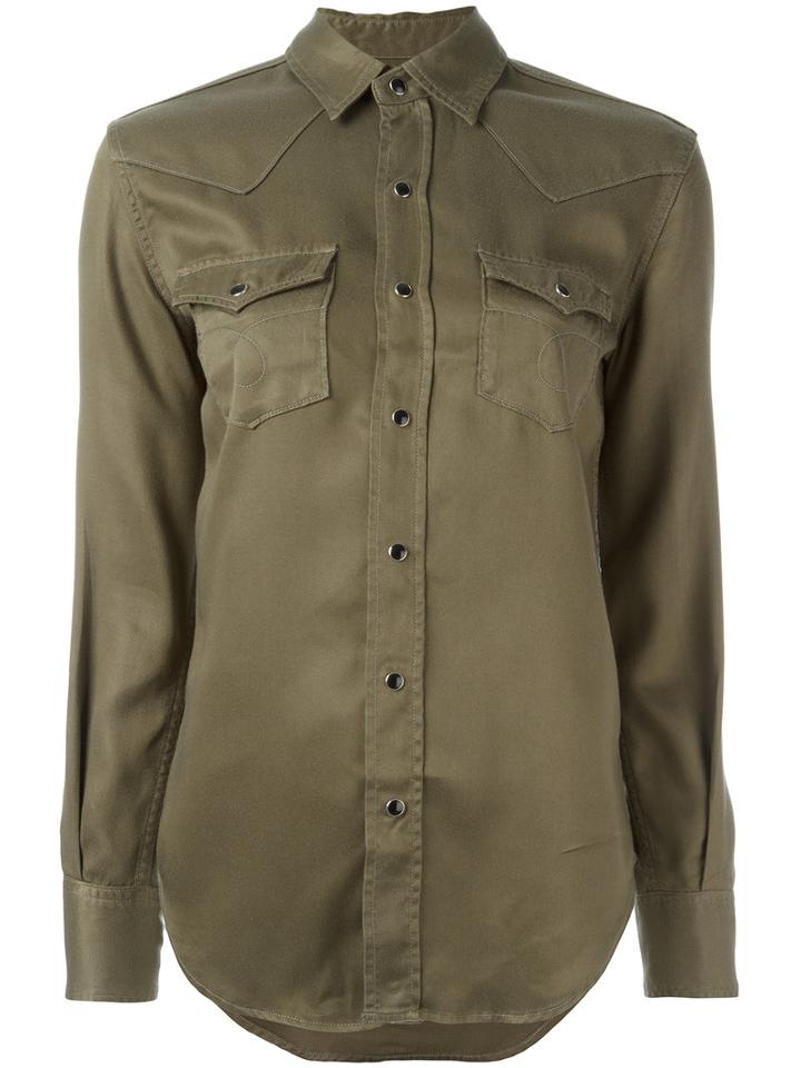 Saint Laurent Military Shirt, Women's, Size: Xs, Green, Lyocell