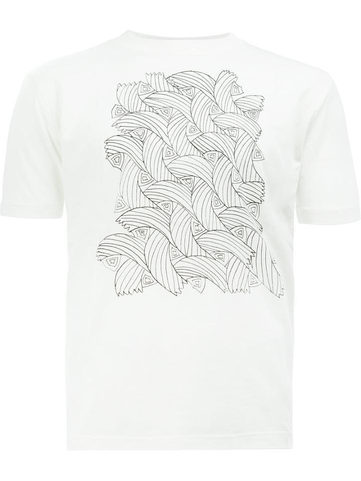 Christopher Nemeth Rope Patterned T-shirt, Men's, Size: Medium, White, Cotton
