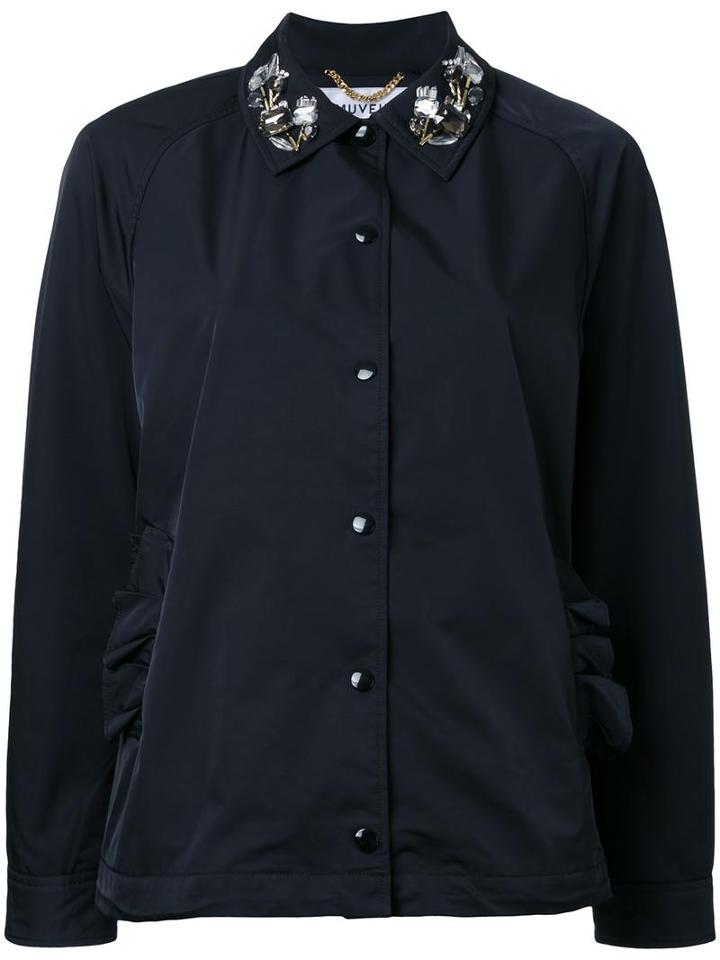 Muveil Embellished Collar Jacket, Women's, Size: 40, Black, Polyester