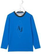 Armani Junior Logo Print T-shirt, Boy's, Size: 6 Yrs, Blue