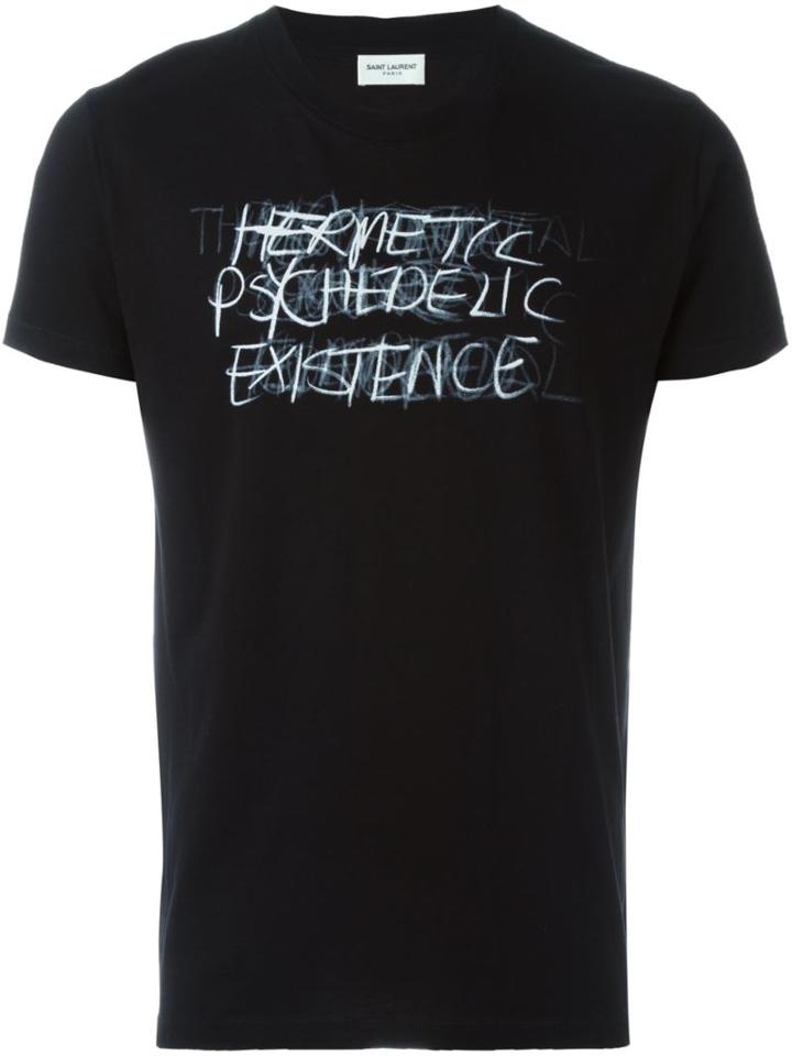 Saint Laurent 'hermetic Psychedelic Existence' T-shirt, Men's, Size: Large, Black, Cotton