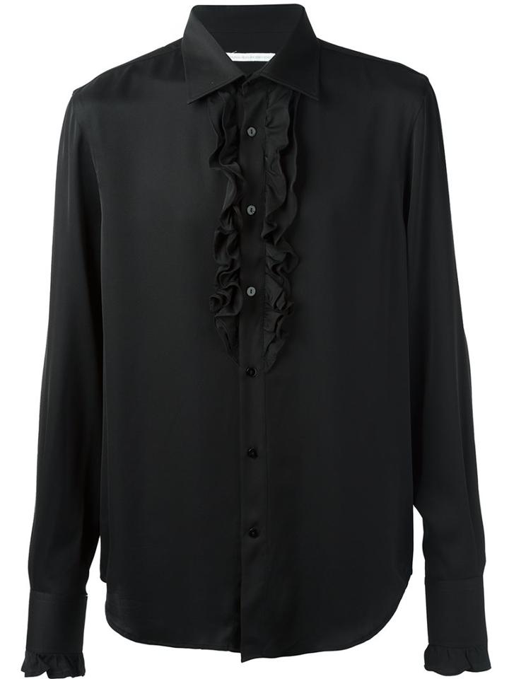 Ermanno Scervino Ruffled Detail Shirt, Men's, Size: 52, Black, Silk