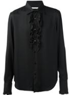 Ermanno Scervino Ruffled Detail Shirt, Men's, Size: 52, Black, Silk
