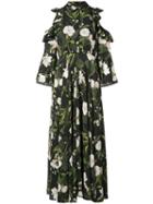 Vivetta - Cold Shoulder Floral Dress - Women - Cotton/polyester/spandex/elastane - 40, Black, Cotton/polyester/spandex/elastane