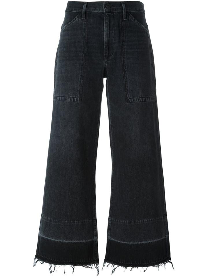 Citizens Of Humanity Flared Cropped Trousers, Women's, Size: 25, Black, Cotton