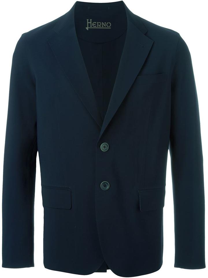 Herno Classic Blazer, Men's, Size: 50, Blue, Polyamide/spandex/elastane/polyester