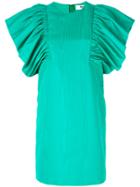 Msgm Oversized Ruffle Sleeve Dress - Green