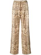 Adam Lippes Ocelot Printed Pleat Front Trousers - Yellow & Orange