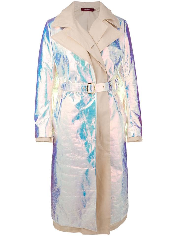 Sies Marjan Metallic Belted Trench Coat - Nude & Neutrals