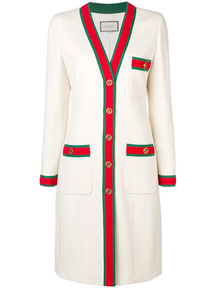 Gucci Web Trim Coat - White
