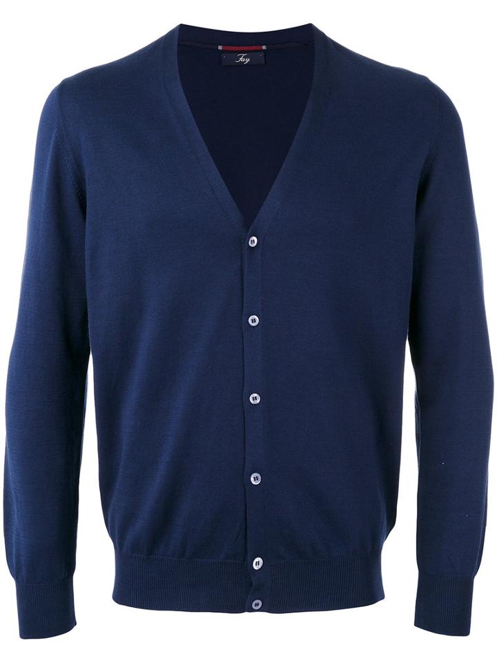 Fay - Knitted Cardigan - Men - Cotton - 50, Blue, Cotton